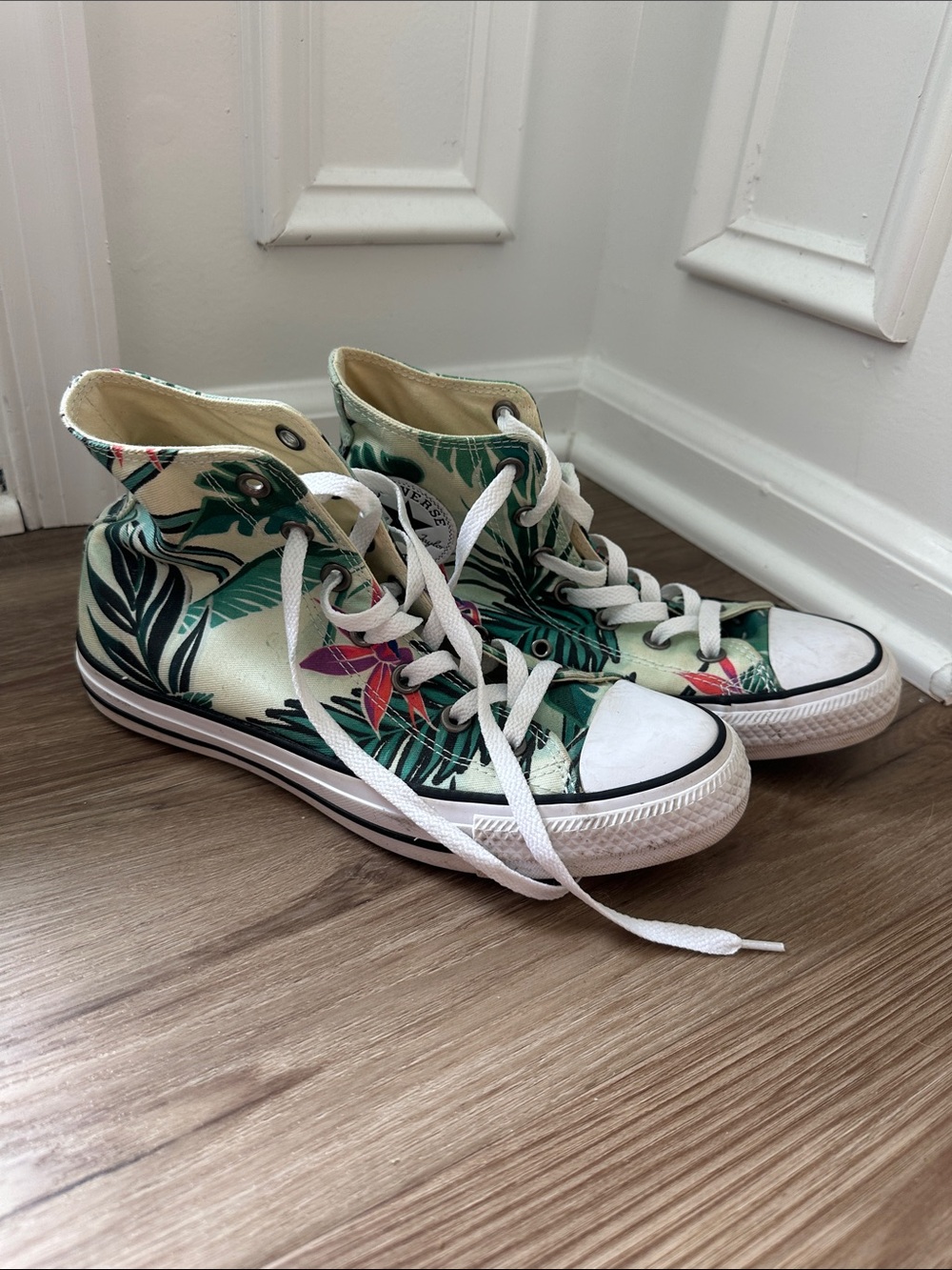 Tropical Print Converse High Top Sneakers
